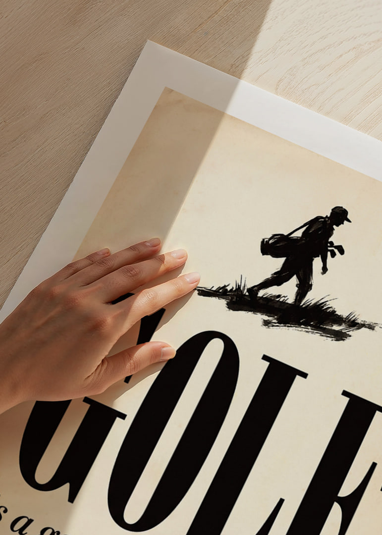 Affiche élégante à l'ambiance golfique classique et à la citation humoristique.-12