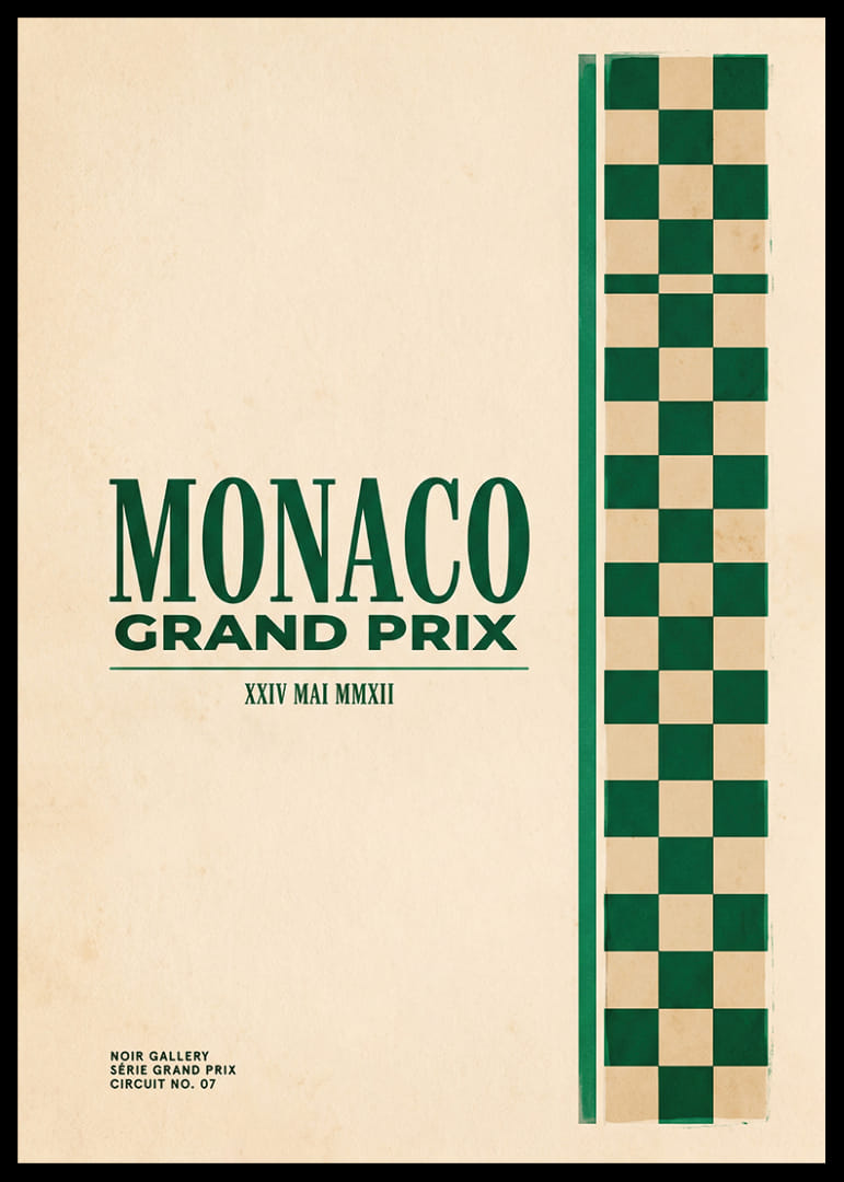 Elegants Monako Grand Prix plakāts klasiskā stilā.-12