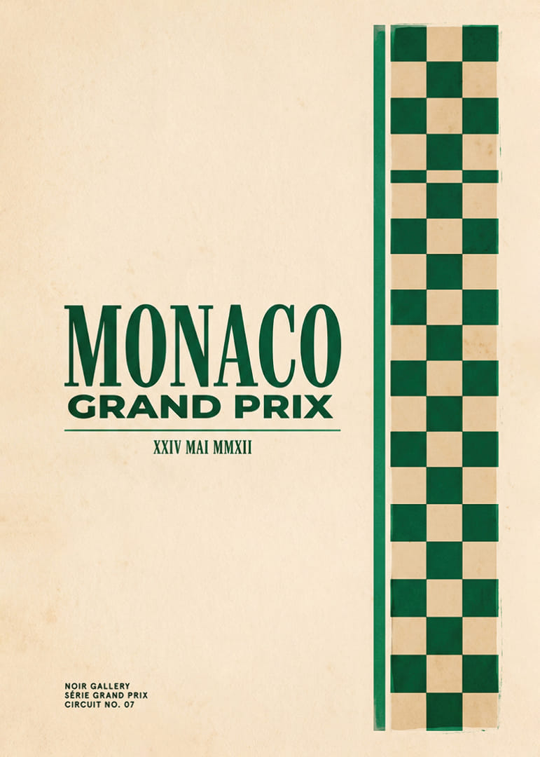 Elegants Monako Grand Prix plakāts klasiskā stilā.-12