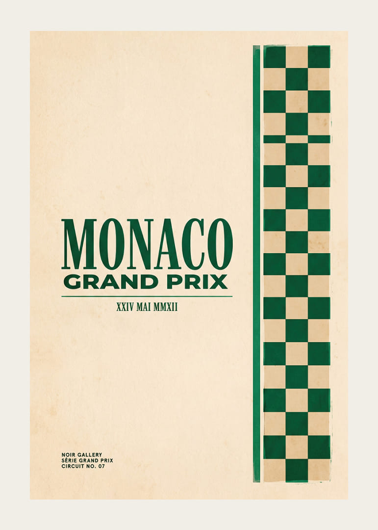 Elegants Monako Grand Prix plakāts klasiskā stilā.-12