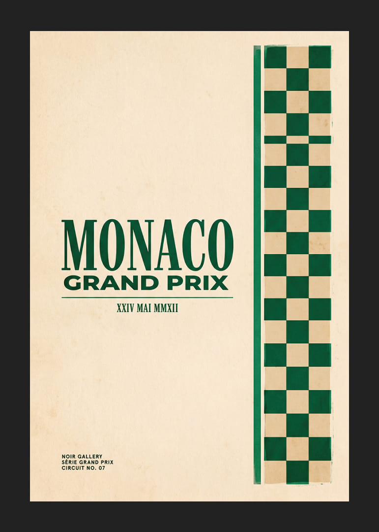 Elegants Monako Grand Prix plakāts klasiskā stilā.-12