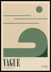 A stylish play with shapes and lines in green and beige.-0