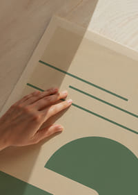 A stylish play with shapes and lines in green and beige.-3