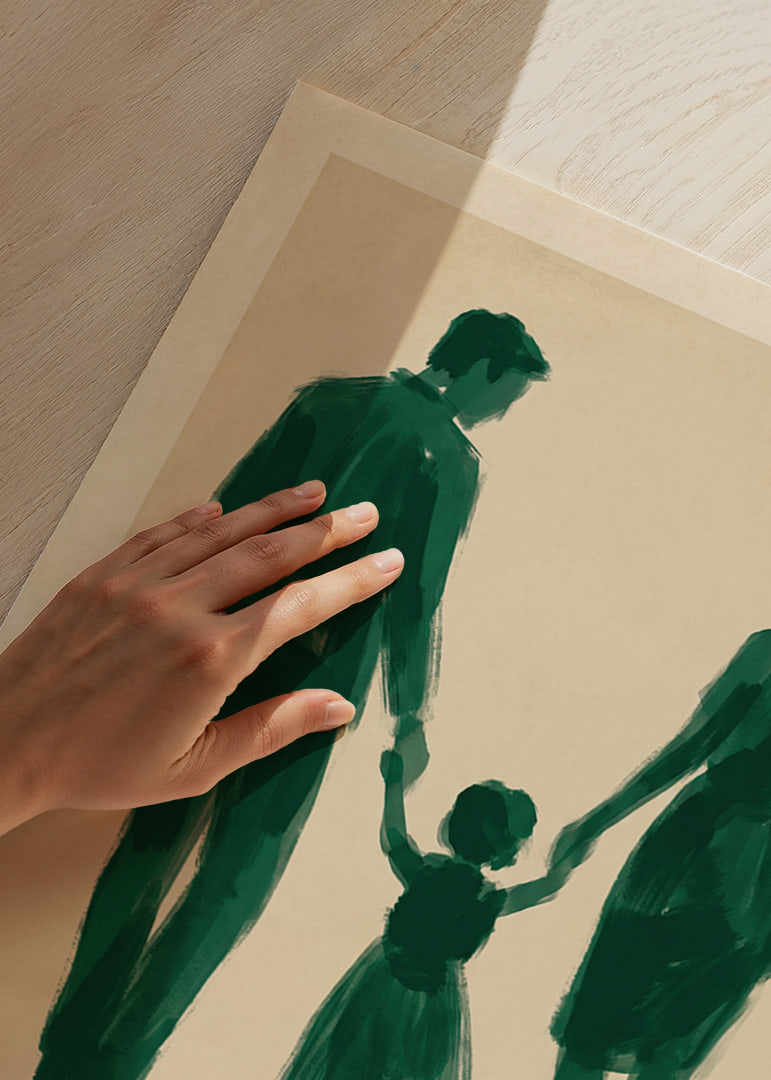 A stylish family poster with silhouettes united in harmony.-12
