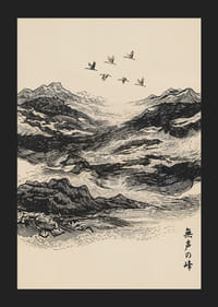 Uno stormo di uccelli si libra in volo sopra le maestose cime delle montagne.-5