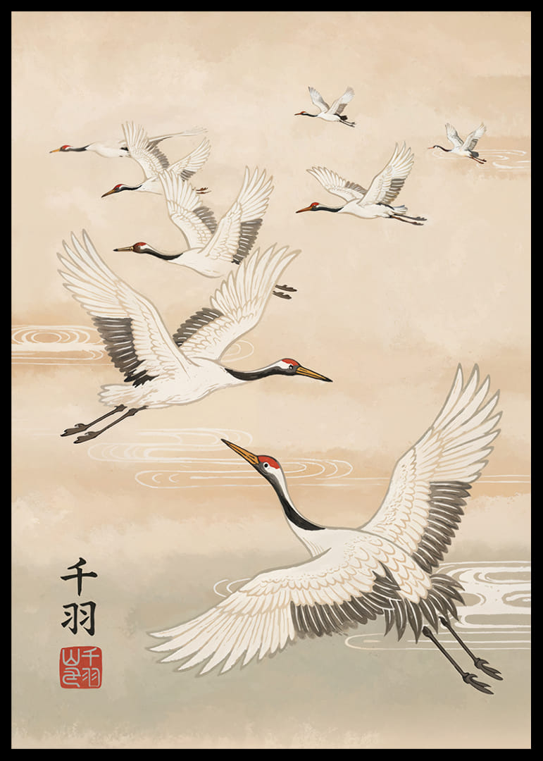 Dancing with elegant cranes in a dreamy sky.-12
