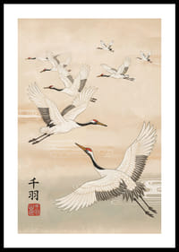 Dancing with elegant cranes in a dreamy sky.-0