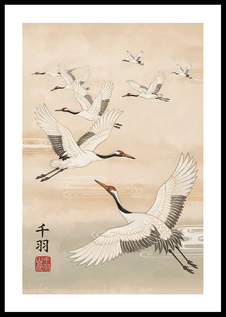 Dancing with elegant cranes in a dreamy sky.-12