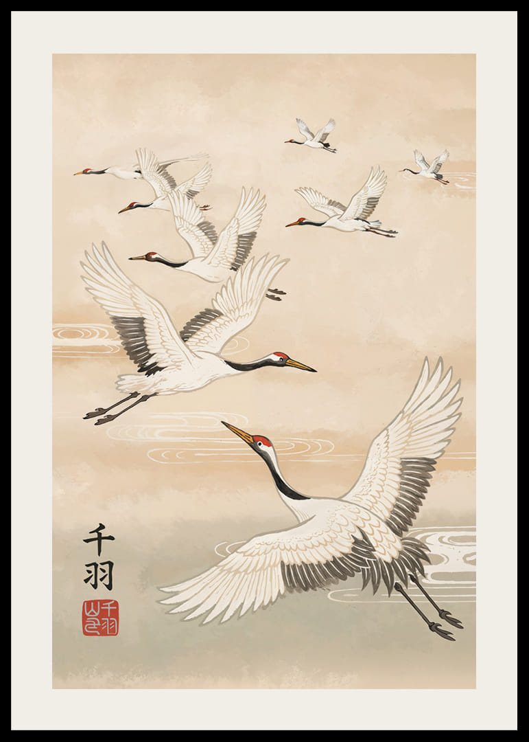 Dancing with elegant cranes in a dreamy sky.-12
