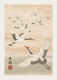 Dancing with elegant cranes in a dreamy sky.-3
