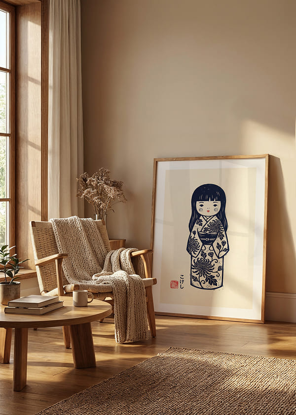 Poster Blue Kokeshi Doll crossfade