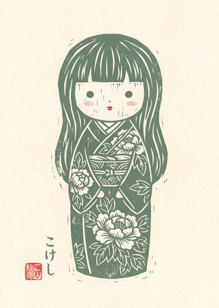 Delicate kokeshi that exudes peace and beauty.-12