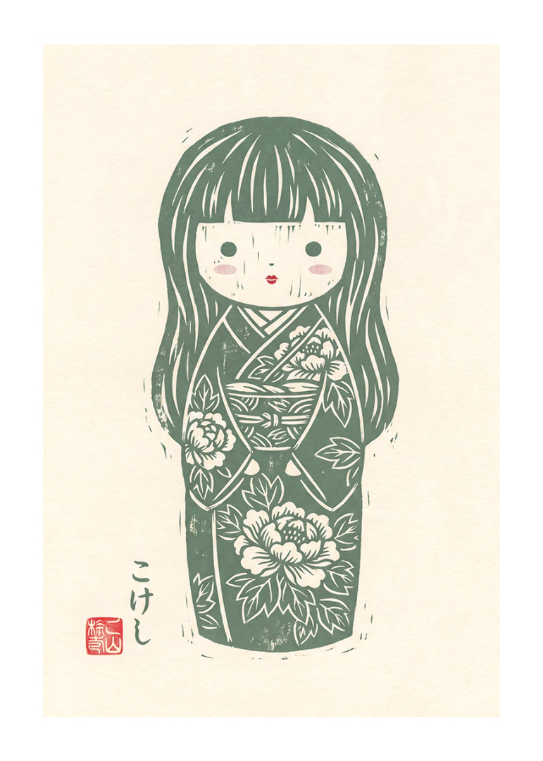 Delicate kokeshi that exudes peace and beauty.-12