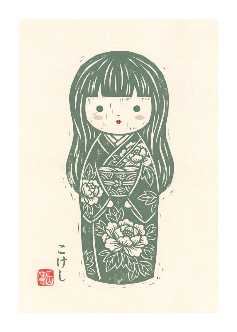 Delicate kokeshi that exudes peace and beauty.-12