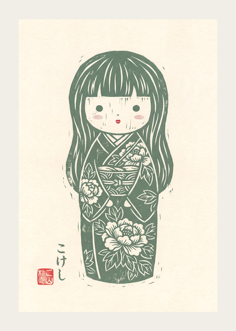 Delicate kokeshi that exudes peace and beauty.-12