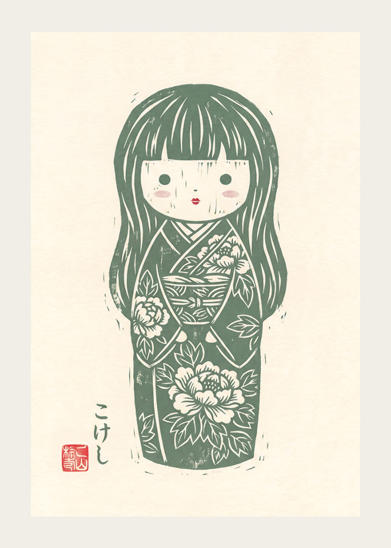 Delicate kokeshi that exudes peace and beauty.-12