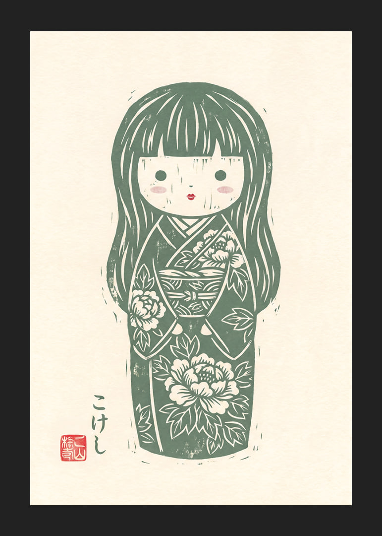 Delicate kokeshi that exudes peace and beauty.-12