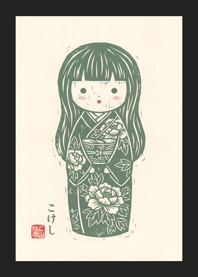 Delicate kokeshi that exudes peace and beauty.-12