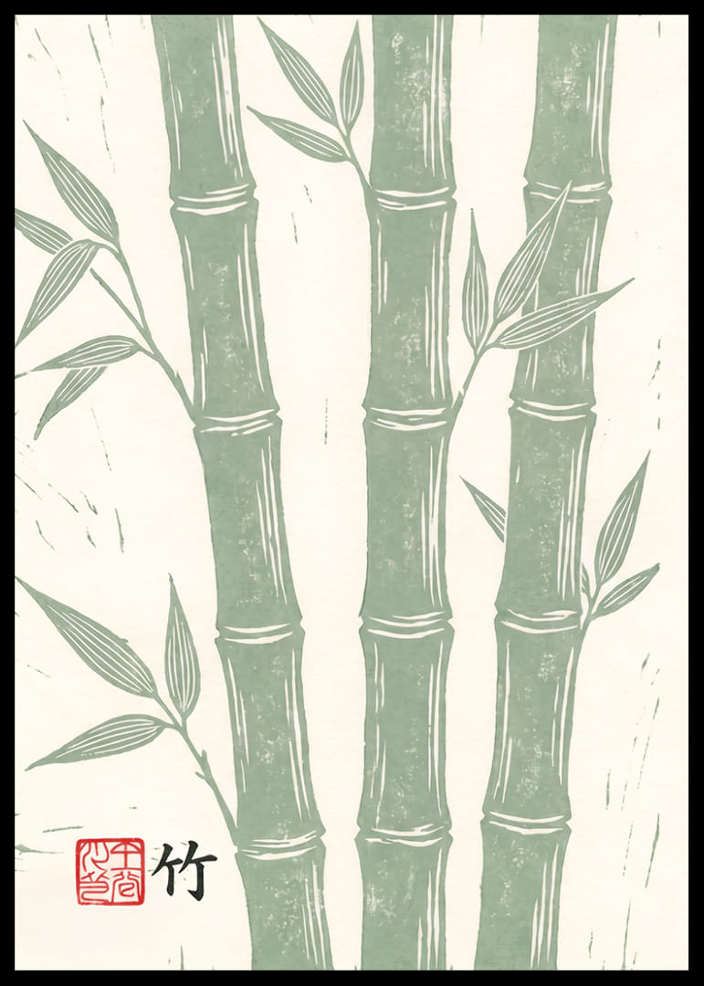 Graceful bamboo canes in calm green tones.-12