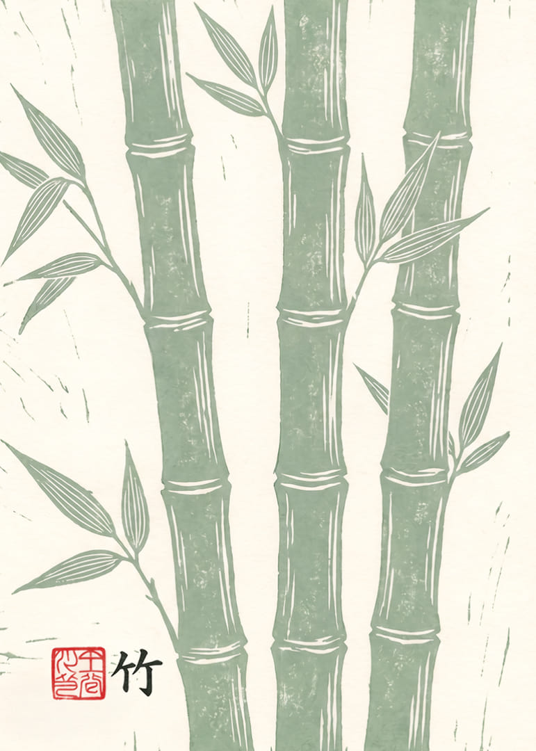 Graceful bamboo canes in calm green tones.-12