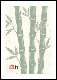 Graceful bamboo canes in calm green tones.-0