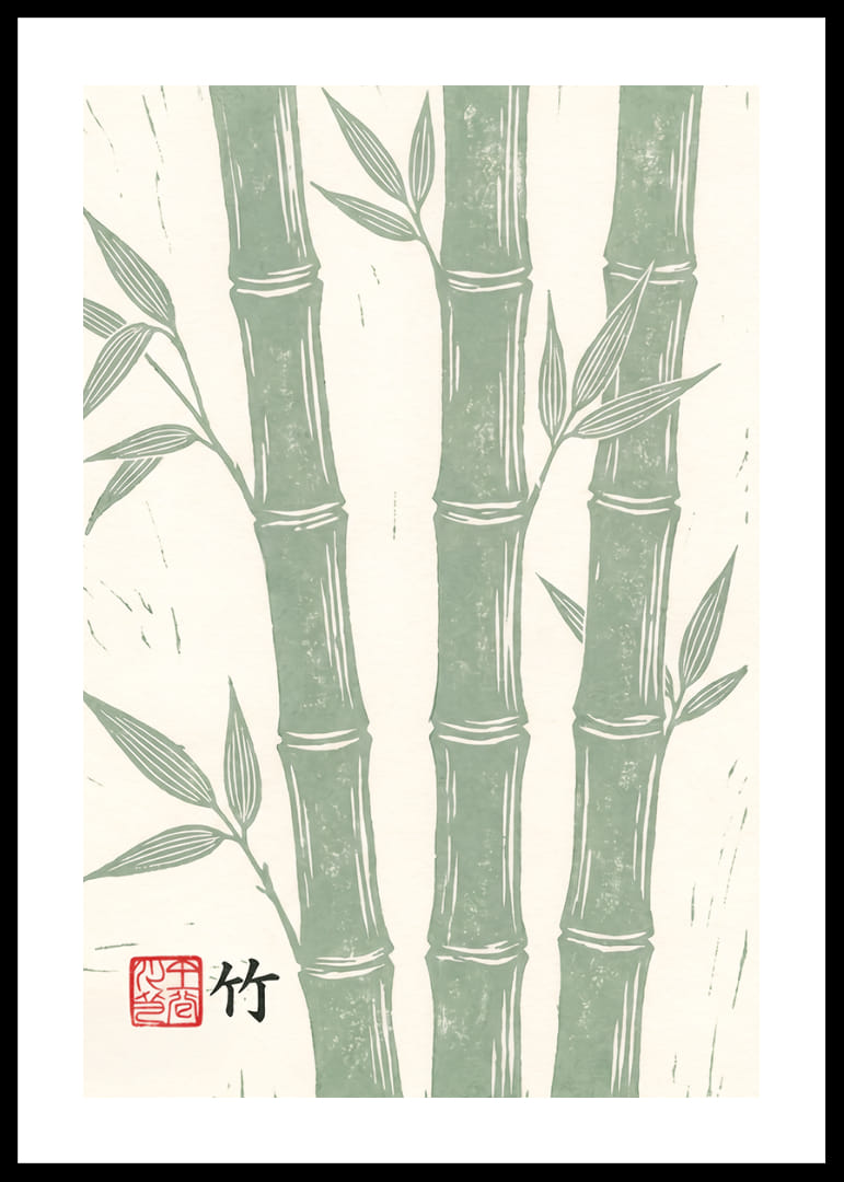 Graceful bamboo canes in calm green tones.-12