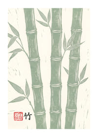 Graceful bamboo canes in calm green tones.-1