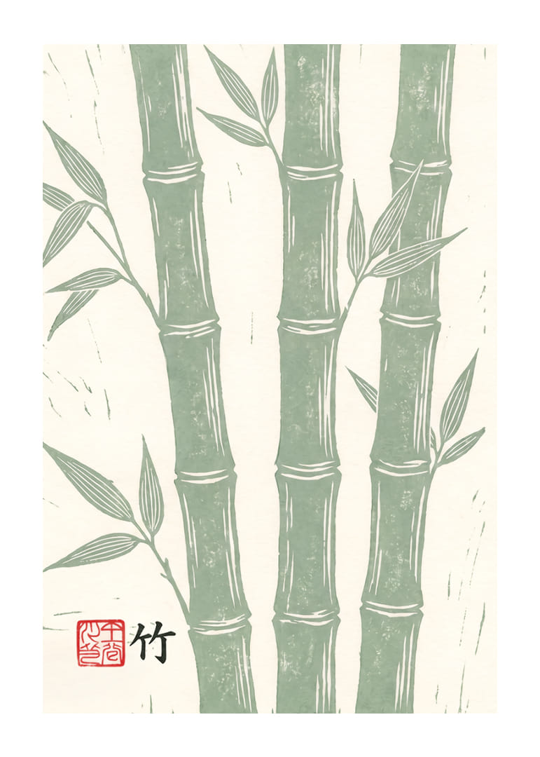 Graceful bamboo canes in calm green tones.-12
