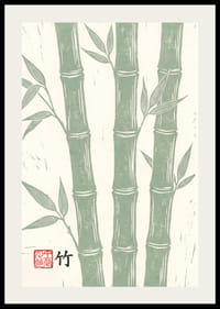 Graceful bamboo canes in calm green tones.-2
