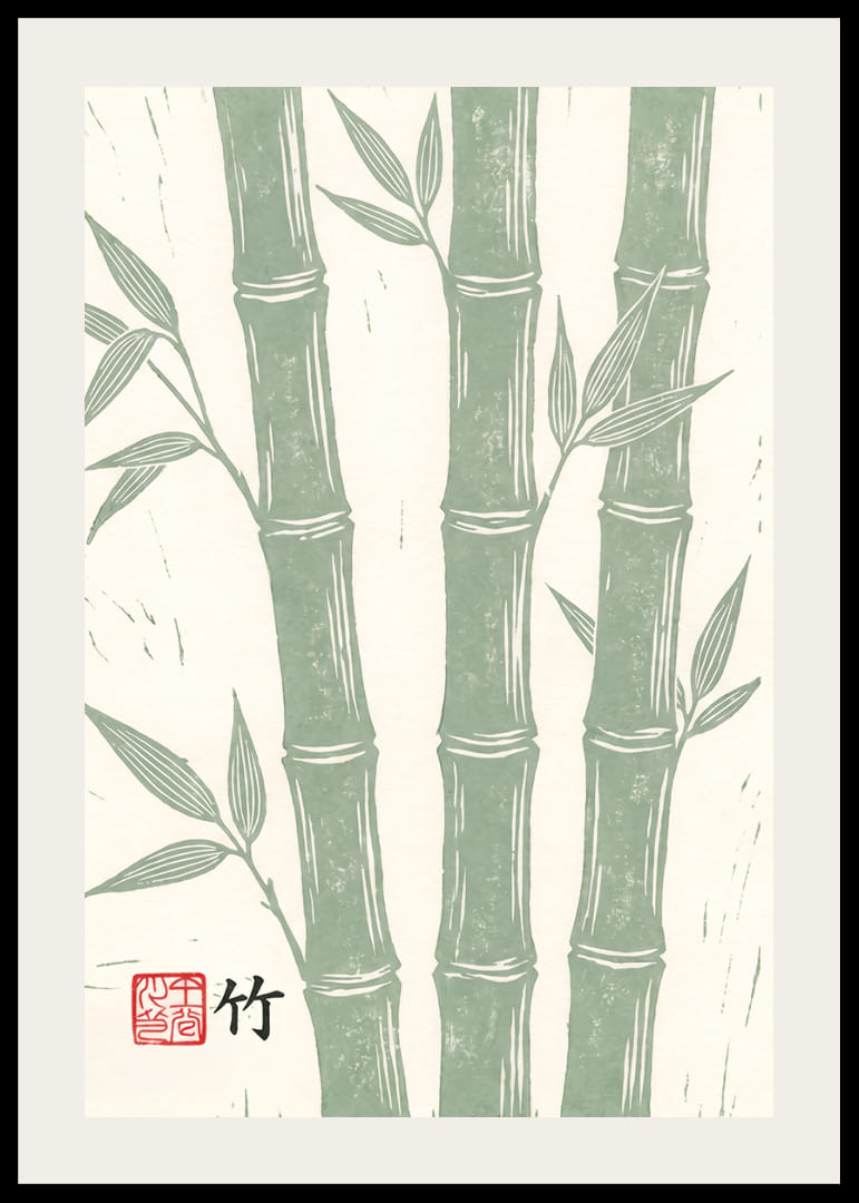Graceful bamboo canes in calm green tones.-12