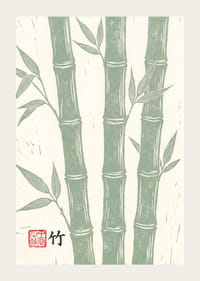 Graceful bamboo canes in calm green tones.-3
