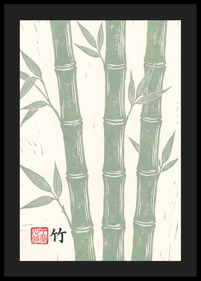 Graceful bamboo canes in calm green tones.-12