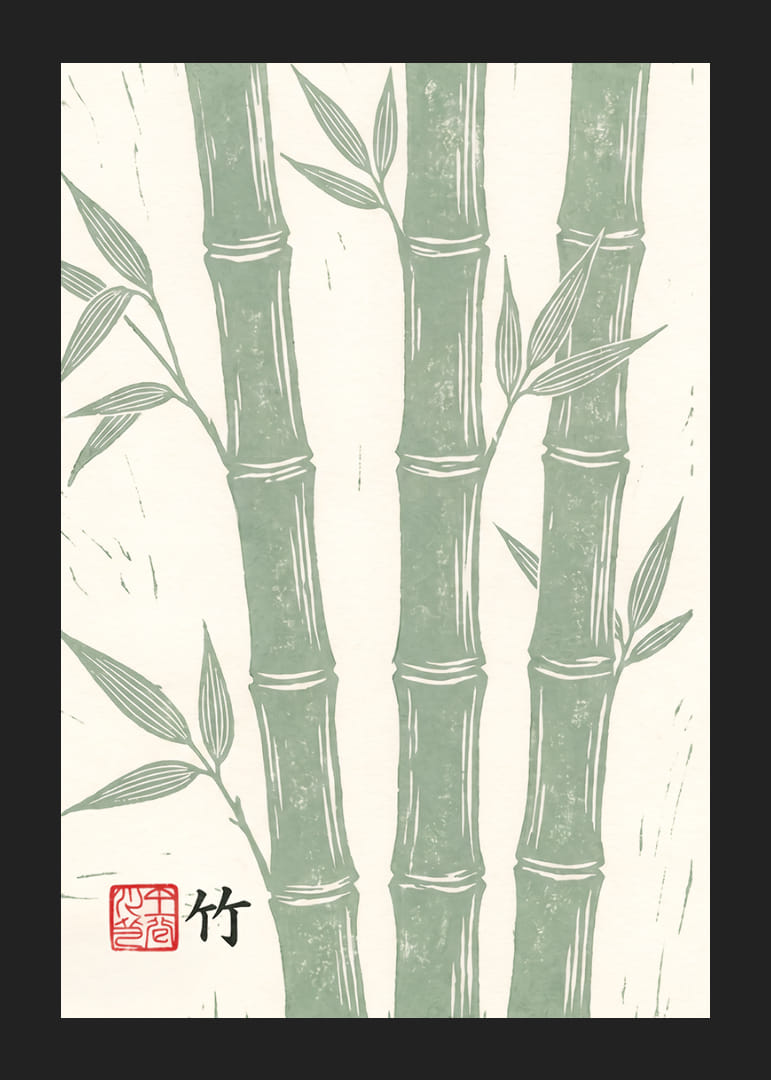 Graceful bamboo canes in calm green tones.-12