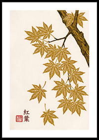 Golden maple leaves float elegantly against a cream-colored background.-0