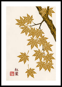 Golden maple leaves float elegantly against a cream-colored background.-0