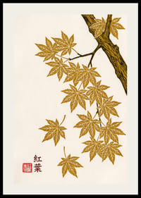 Golden maple leaves float elegantly against a cream-colored background.-2