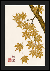 Golden maple leaves float elegantly against a cream-colored background.-4