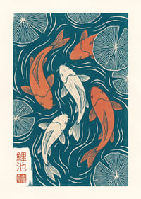 Colorful koi swim in elegant harmony.-1