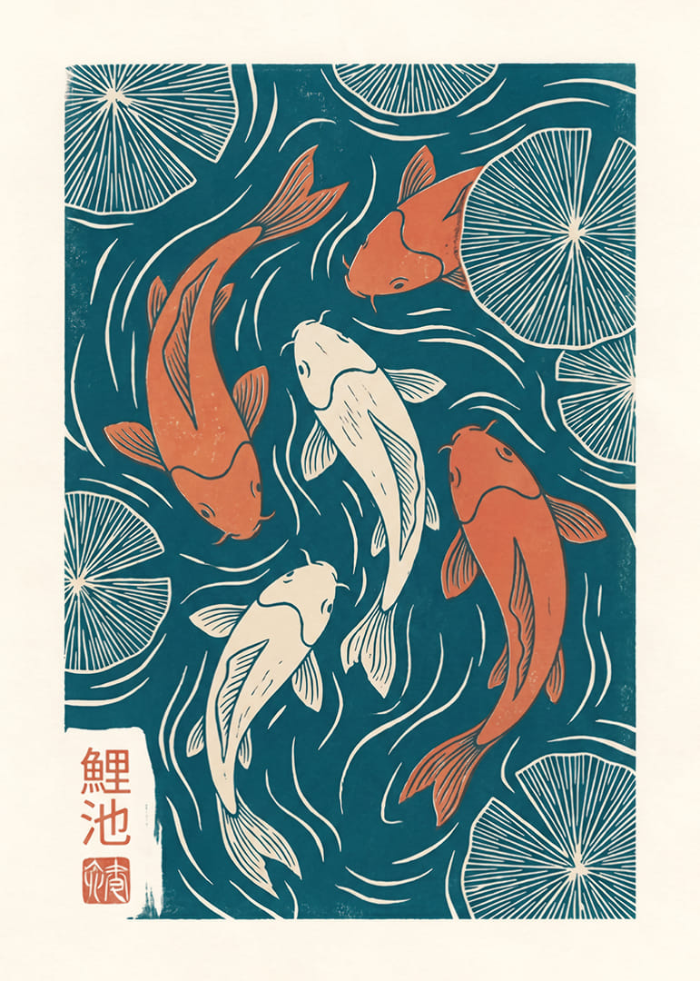 Colorful koi swim in elegant harmony.-12