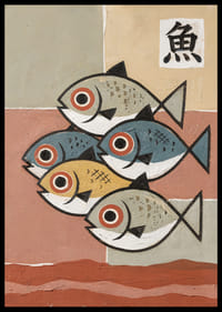 Five fish in calming, harmonious colors and shapes.-6