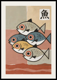 Five fish in calming, harmonious colors and shapes.-2