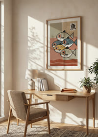Five fish in calming, harmonious colors and shapes.-8