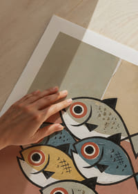 Five fish in calming, harmonious colors and shapes.-9