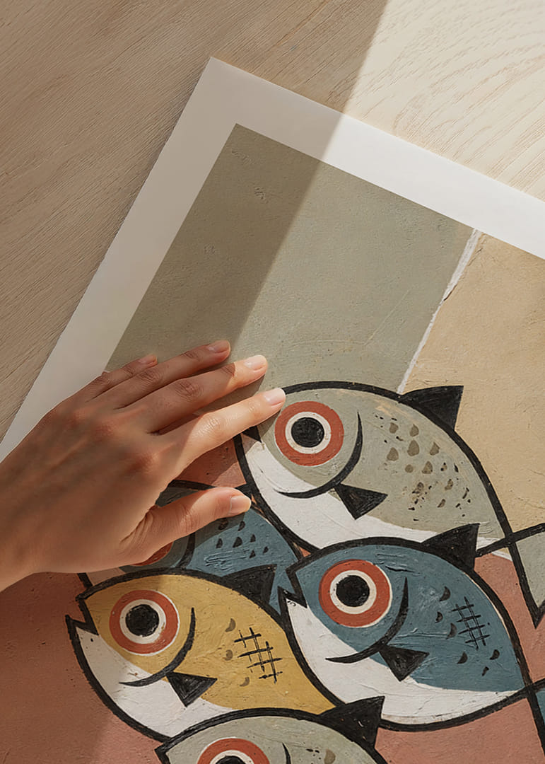 Five fish in calming, harmonious colors and shapes.-12