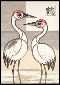 Two cranes in stylish harmony adorn this elegant poster.-6