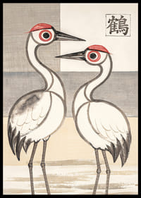 Two cranes in stylish harmony adorn this elegant poster.-6