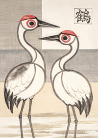 Two cranes in stylish harmony adorn this elegant poster.-7