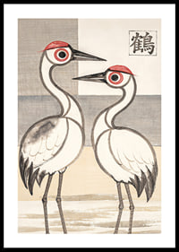 Two cranes in stylish harmony adorn this elegant poster.-0