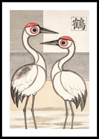 Two cranes in stylish harmony adorn this elegant poster.-0