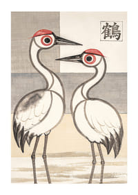 Two cranes in stylish harmony adorn this elegant poster.-1